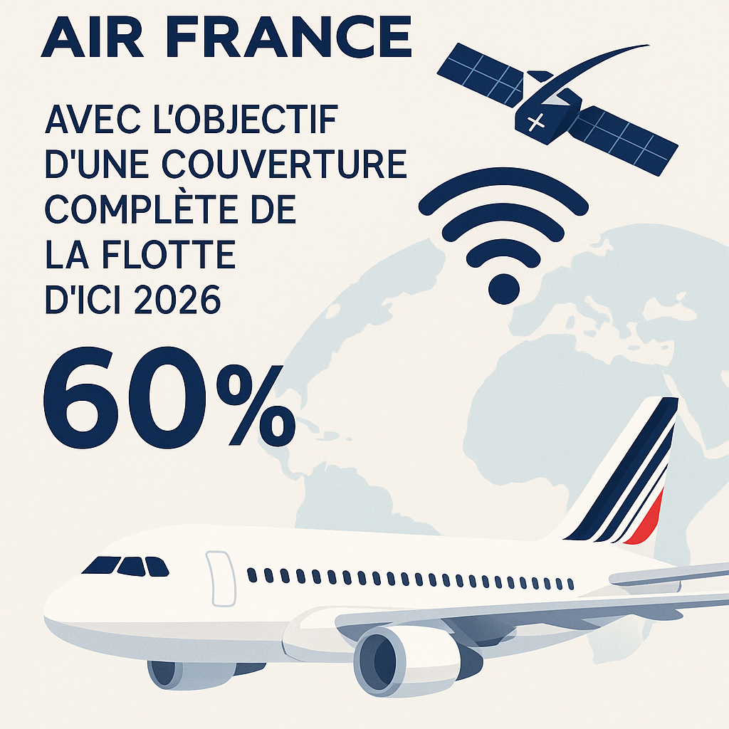 La mise en œuvre du Wi-Fi Starlink par Air France atteint 60%, avec l’objectif d’une couverture complète de la flotte d’ici 2026.
