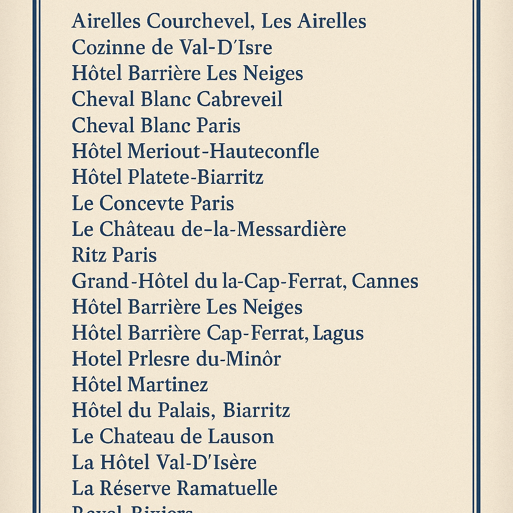 List of France’s 33 Renowned “Palace” Hotels