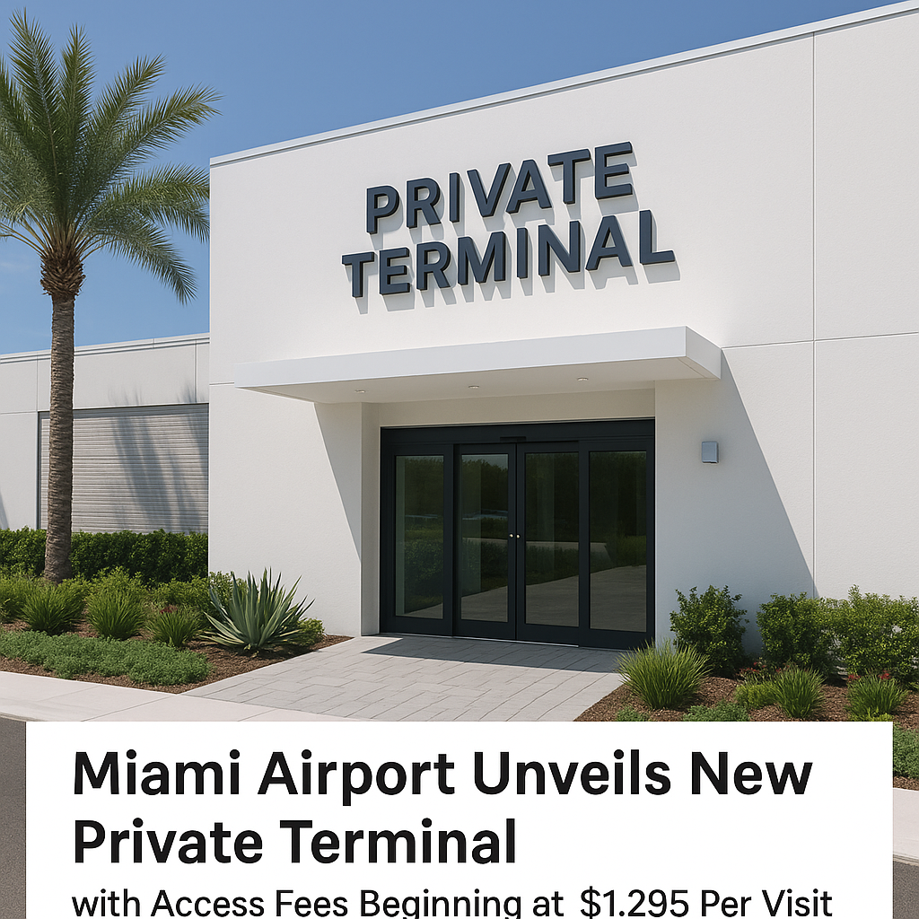 Miami Airport Unveils New Private Terminal with Access Fees Beginning at $1,295 Per Visit