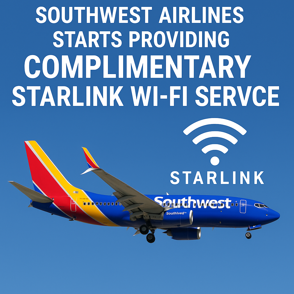 Southwest Airlines Starts Providing Complimentary Starlink Wi-Fi Service
