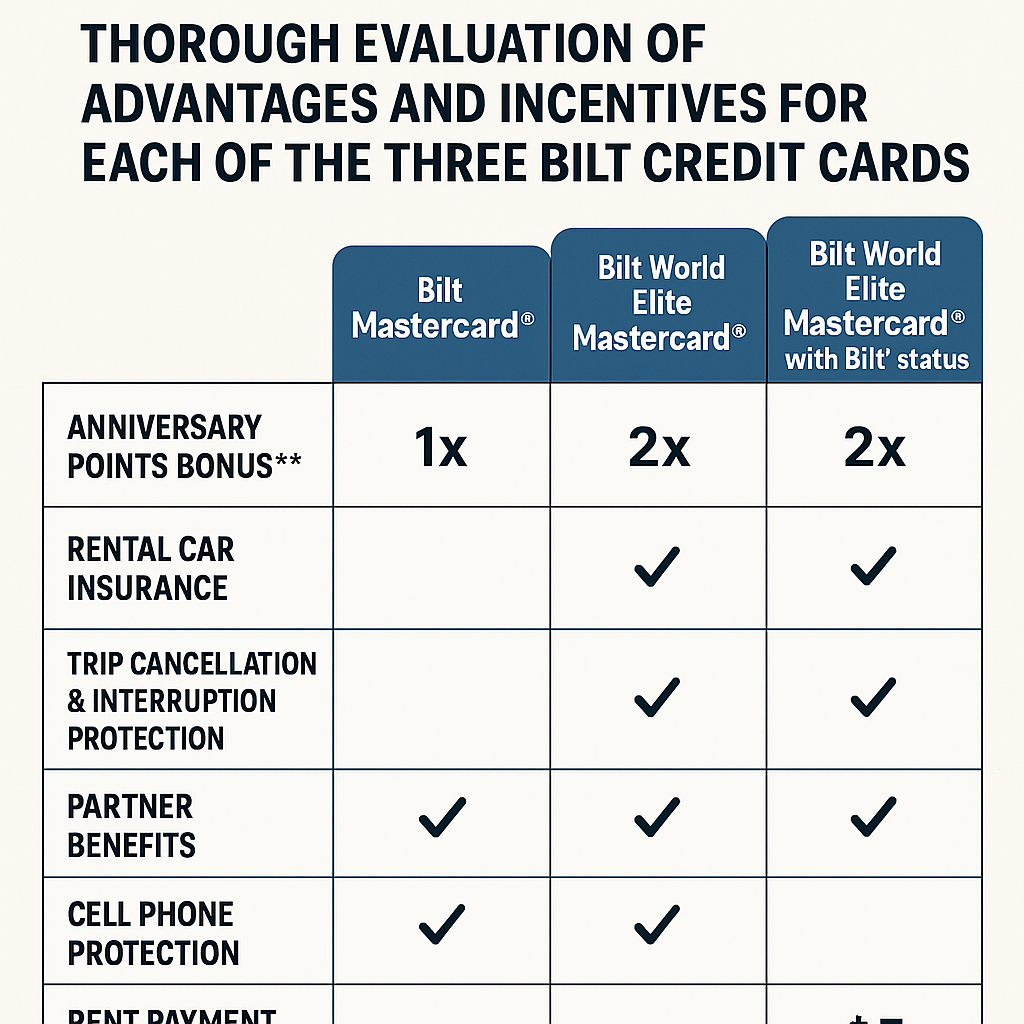 Thorough Evaluation of Advantages and Incentives for Each of the Three Bilt Credit Cards