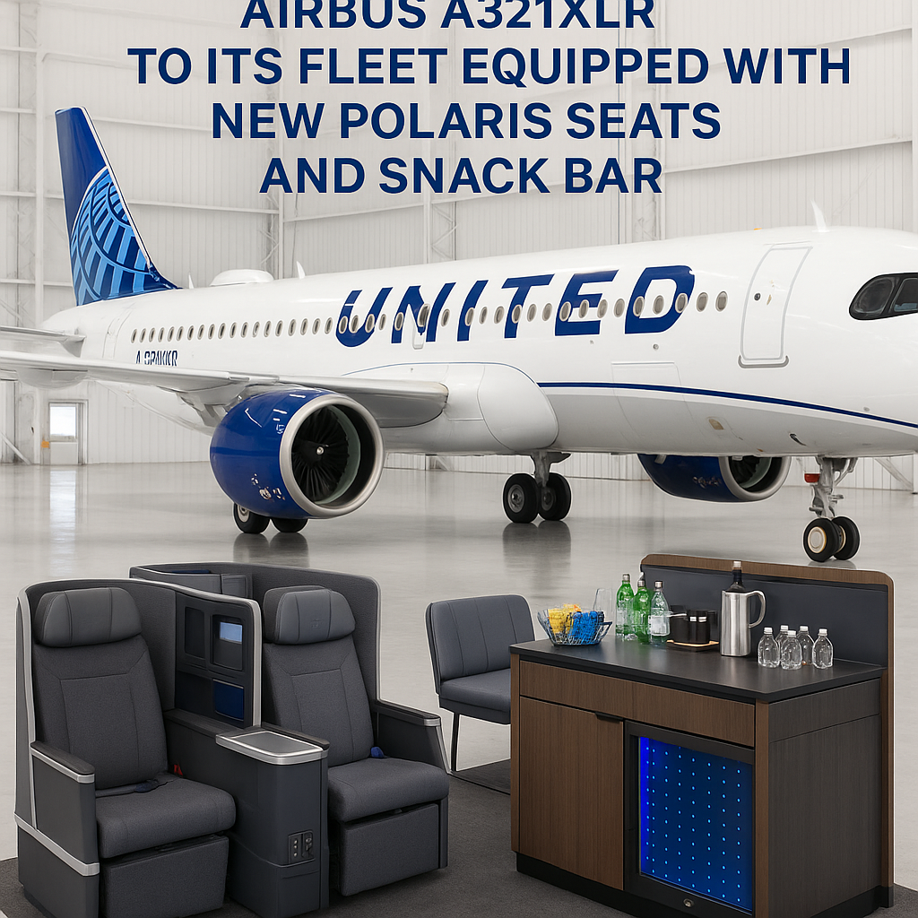 United Airlines Introduces 150-Seat Airbus A321XLR to Its Fleet Equipped with New Polaris Seats and Snack Bar