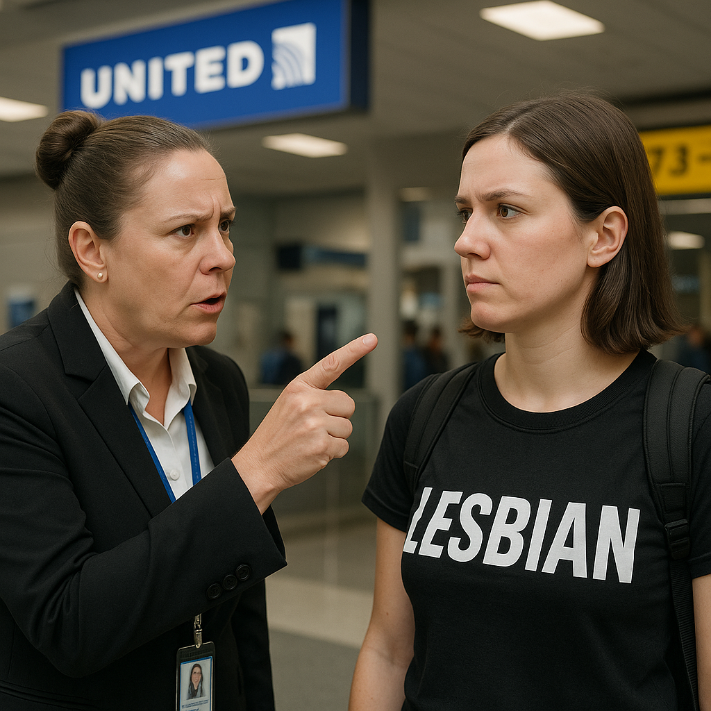 United Staff Member Condemns Traveler for Sporting “Inappropriate” Lesbian T-Shirt