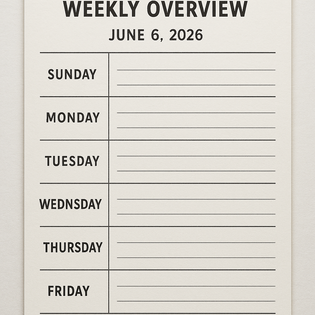 Weekly Overview for June 6, 2026