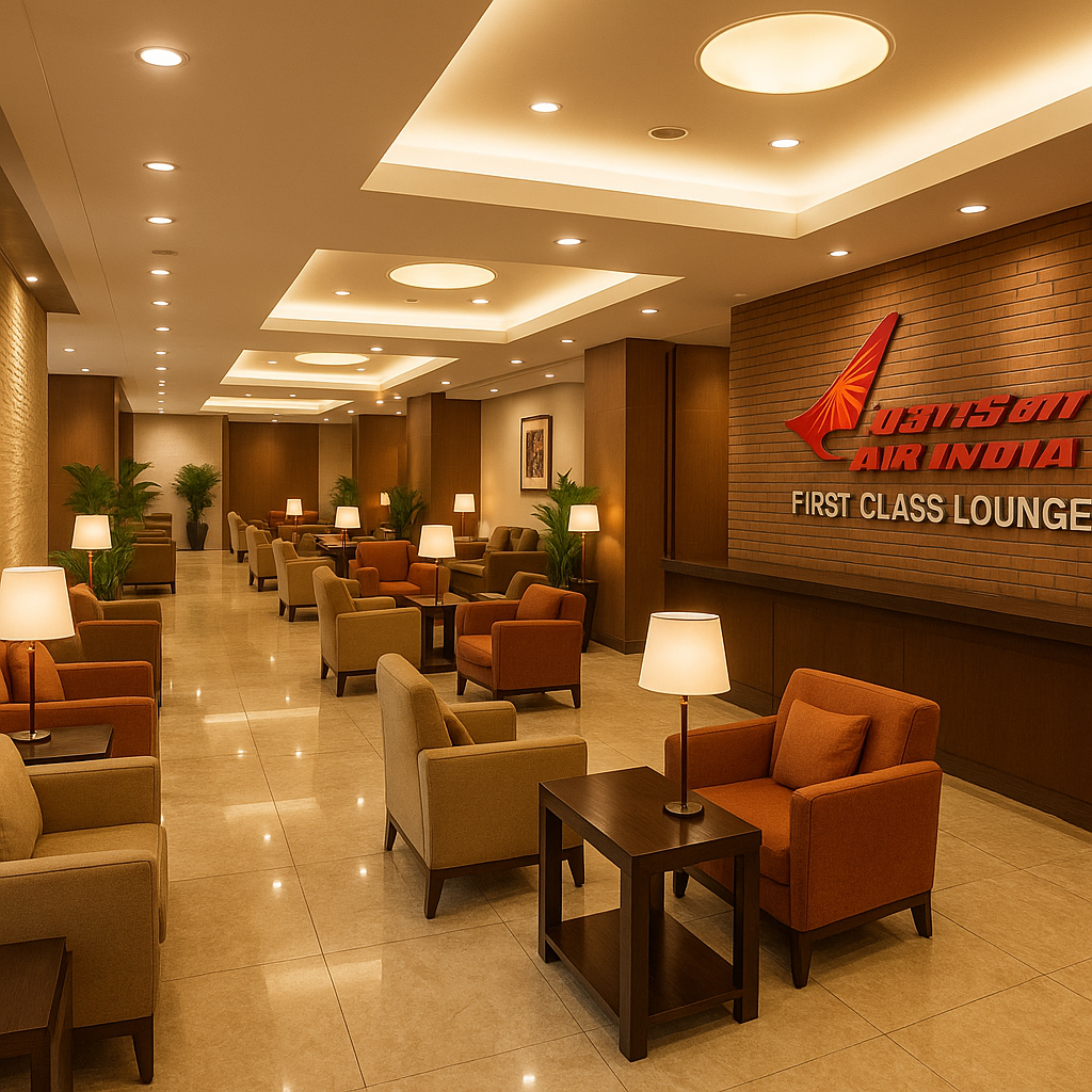 A Glimpse into the Charming Air India First Class Lounge in Delhi