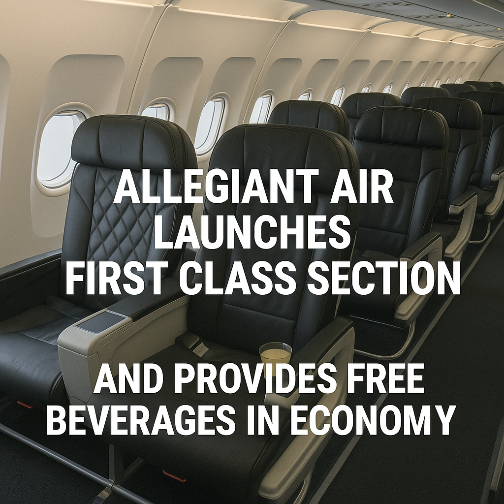 Allegiant Air Launches First Class Section and Provides Free Beverages in Economy