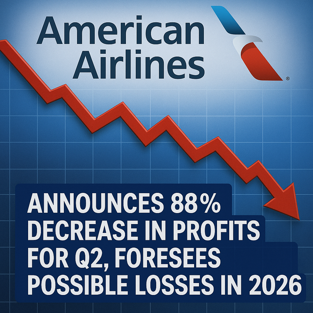 American Airlines Announces 88% Decrease in Profits for Q2, Foresees Possible Losses in 2026