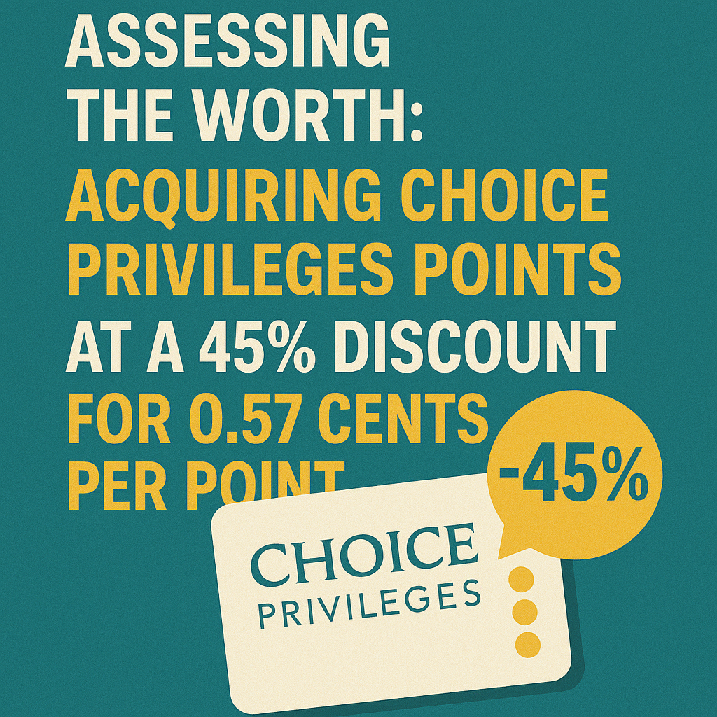 Assessing the Worth: Acquiring Choice Privileges Points at a 45% Discount for 0.57 Cents Per Point