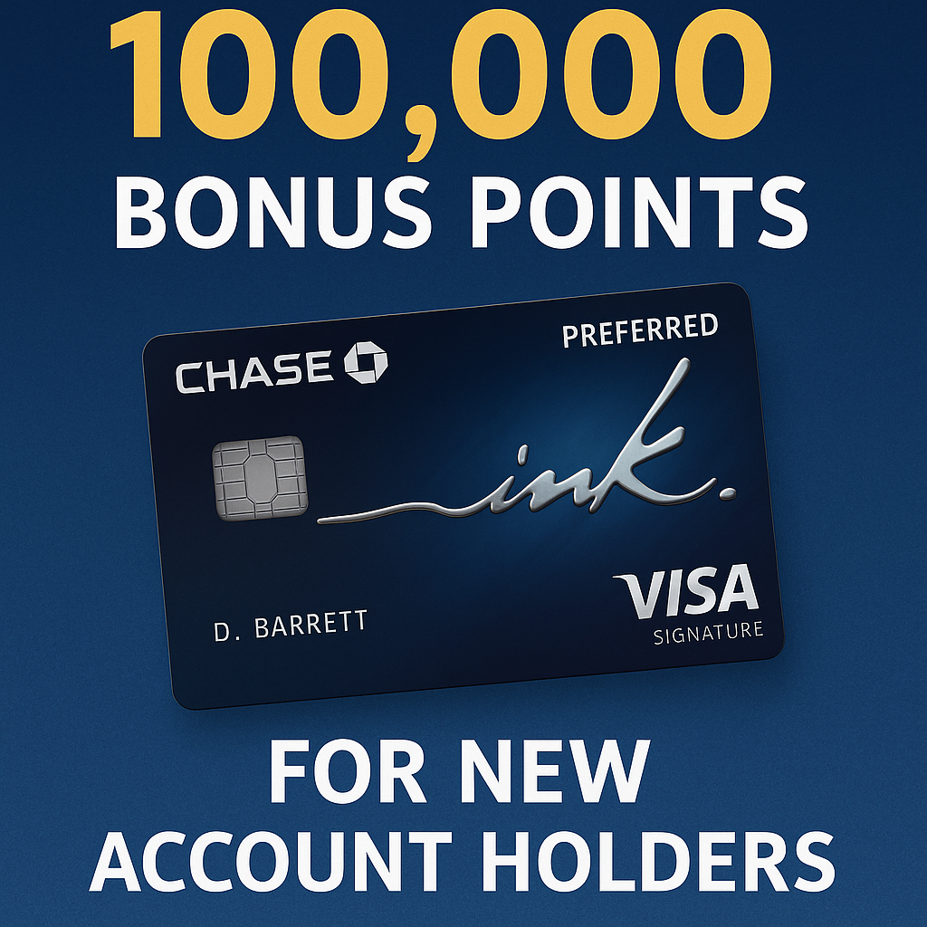 Chase Ink Preferred Card Presents 100,000 Bonus Points for New Account Holders