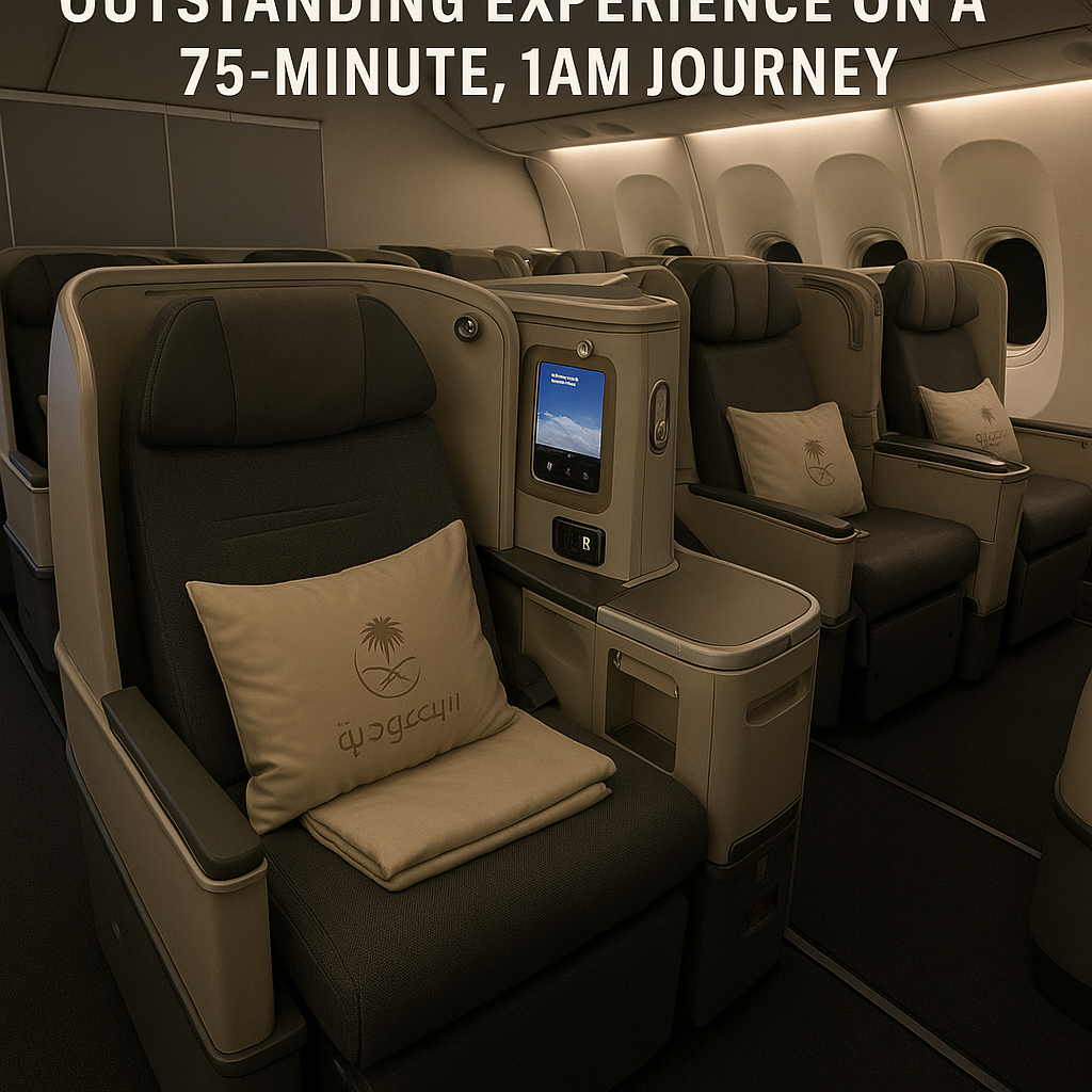 Evaluation of Saudia A330 Business Class: Outstanding Experience on a 75-Minute, 1AM Journey