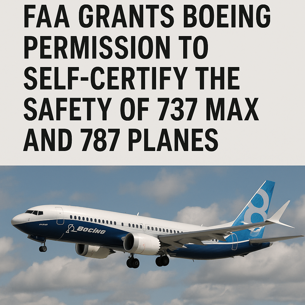 FAA Grants Boeing Permission to Self-Certify the Safety of 737 MAX and 787 Planes