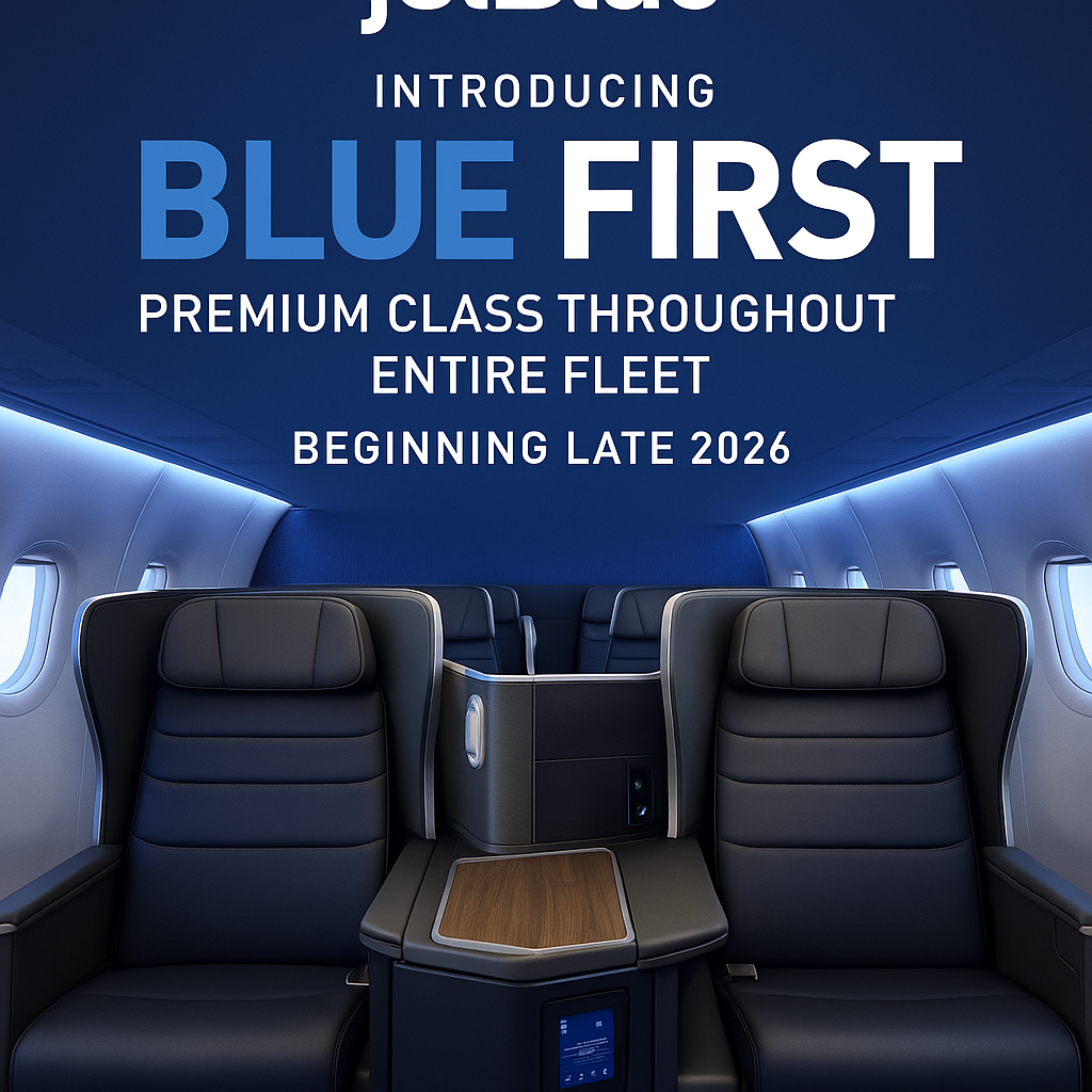 JetBlue to Introduce “Blue First” Premium Class Throughout Entire Fleet Beginning Late 2026