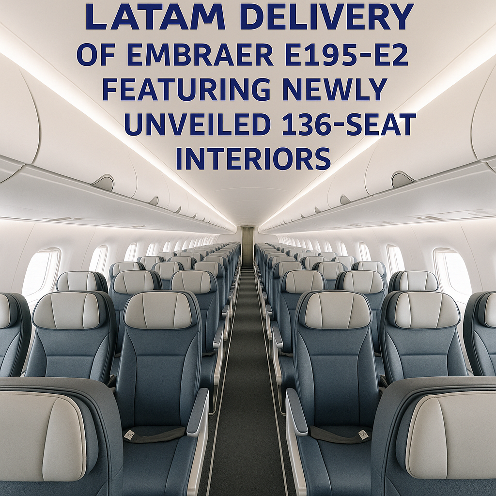 LATAM to Commence Deliveries of Embraer E195-E2 Featuring Newly Unveiled 136-Seat Interiors