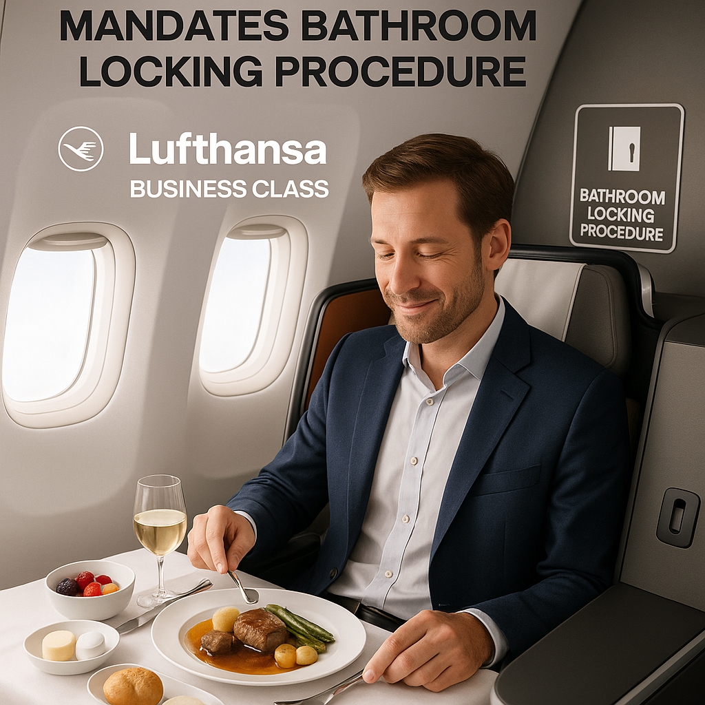 Lufthansa Unveils Opulent Business Class Dining, Mandates Bathroom Locking Procedure