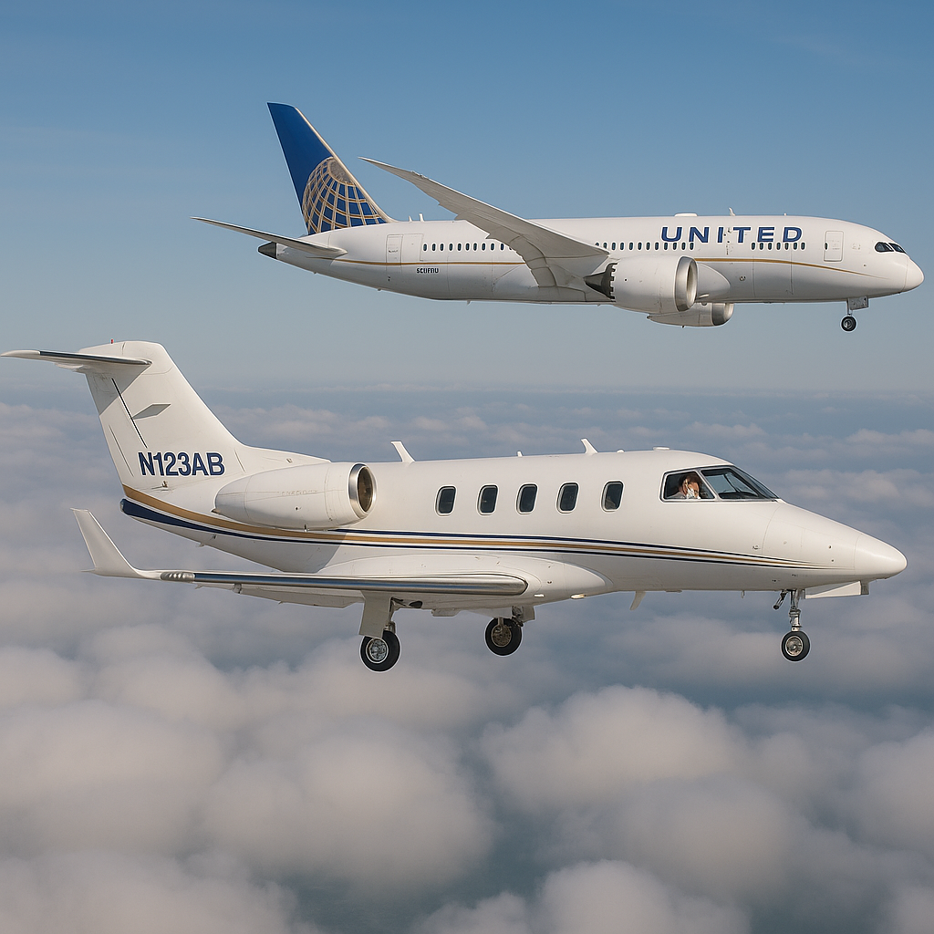 Private Jet Pilot Unintentionally Joins United 787’s Flight Route Due to ATC Miscommunication