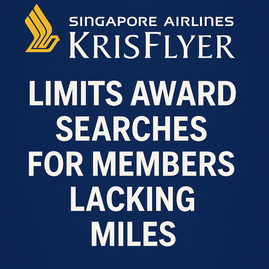 Singapore Airlines KrisFlyer Limits Award Searches for Members Lacking Miles