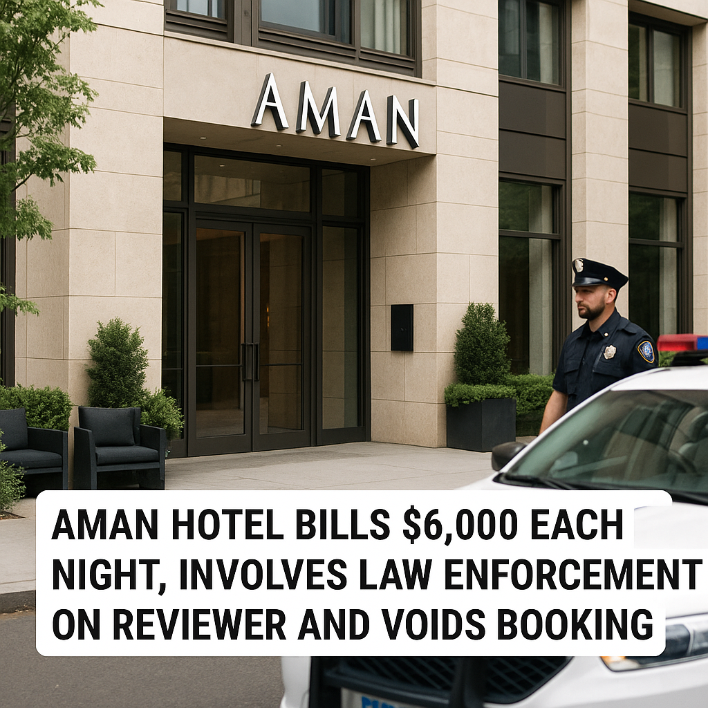 Aman Hotel Bills $6,000 Each Night Involves Law Enforcement on Reviewer and Voids Booking