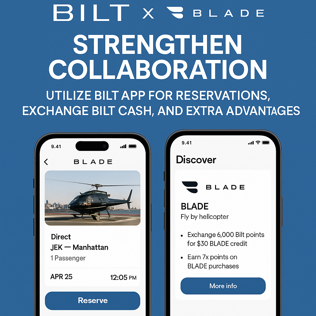 Bilt and BLADE Strengthen Collaboration: Utilize Bilt App for Reservations, Exchange Bilt Cash, and Extra Advantages