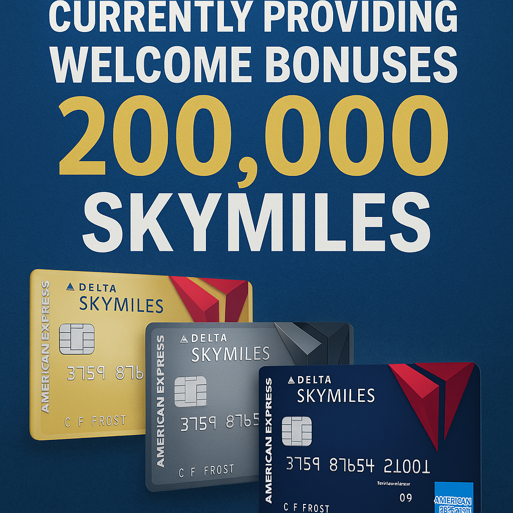 Delta Amex Cards Currently Providing Welcome Bonuses Reaching 200,000 SkyMiles