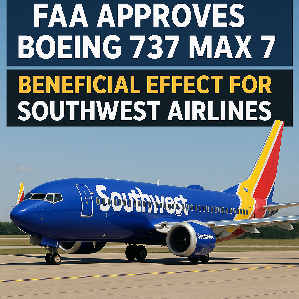 FAA Approves Boeing 737 MAX 7: Beneficial Effect for Southwest Airlines