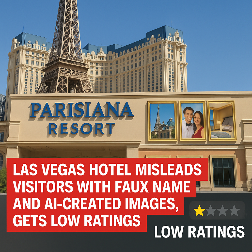 Las Vegas Hotel Misleads Visitors with Faux Name and AI-Created Images, Gets Low Ratings