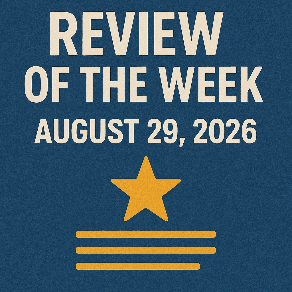 Review of the Week: August 29, 2026