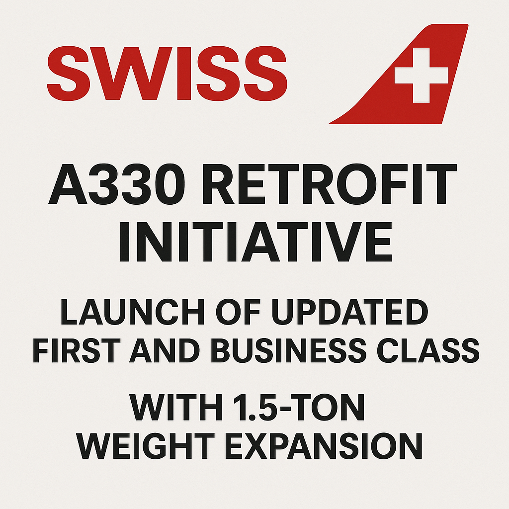 SWISS A330 Retrofit Initiative: Launch of Updated First and Business Class with 1.5-Ton Weight Expansion