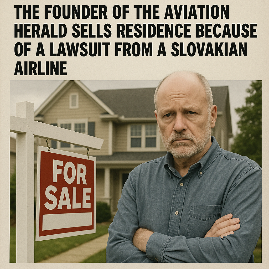 The founder of The Aviation Herald sells residence because of a lawsuit from a Slovakian airline.