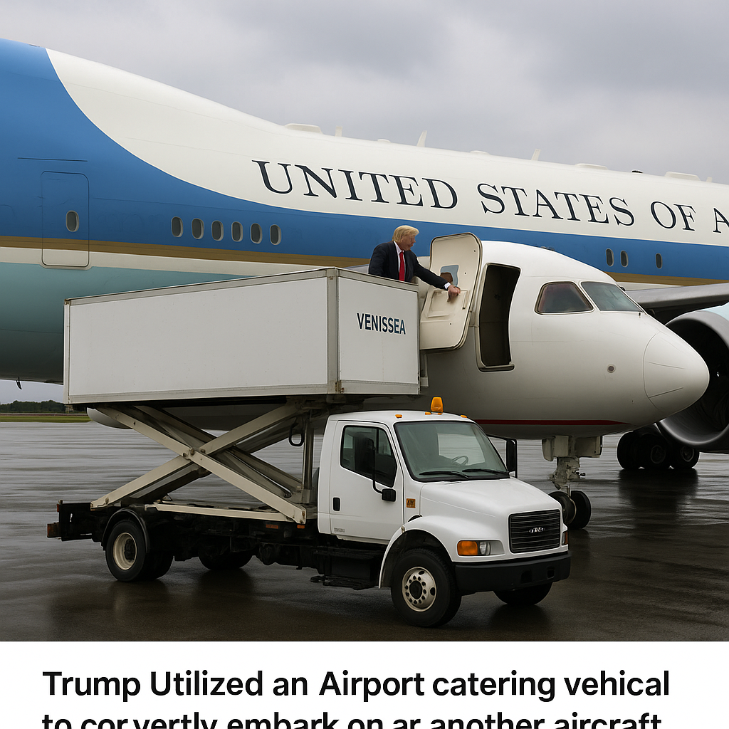 Trump Utilized an Airport Catering Vehicle to Covertly Embark on Another Aircraft, Sidestepping Air Force One