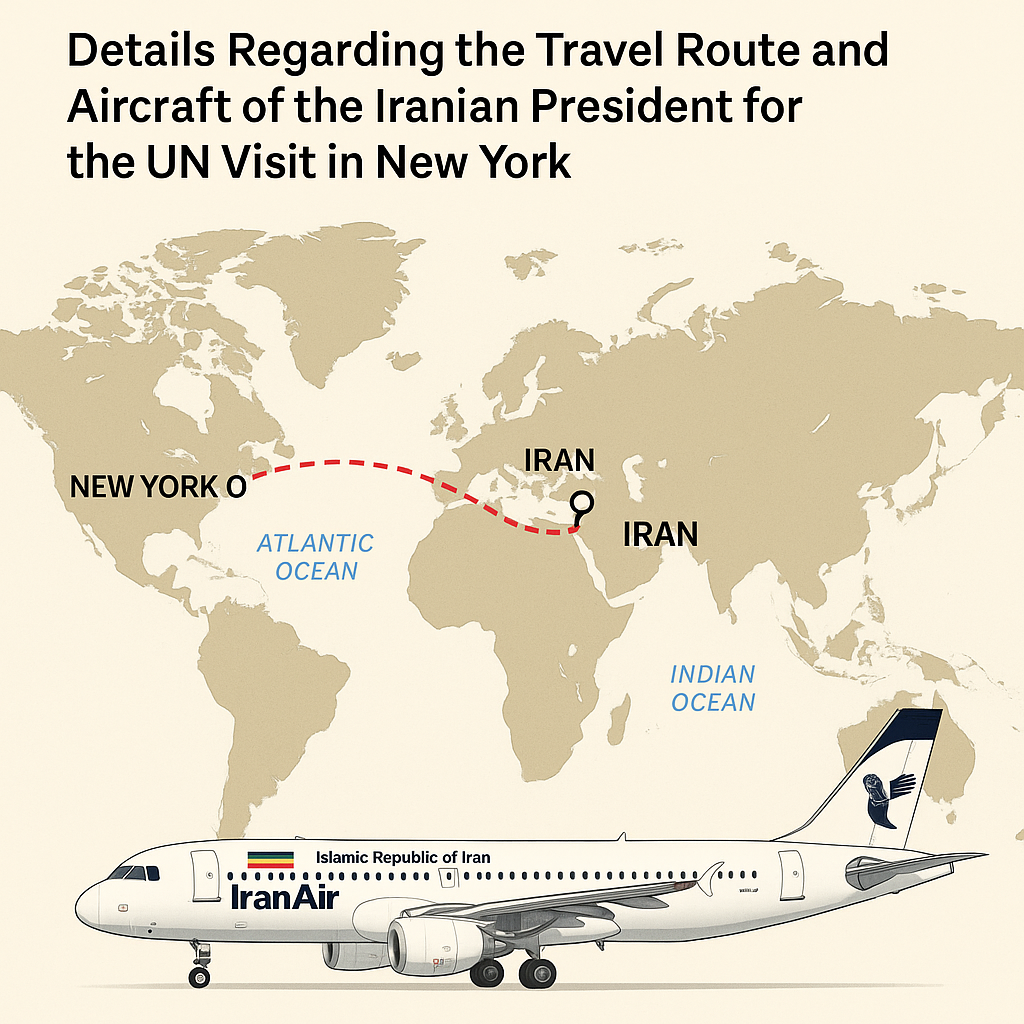 Details Regarding the Travel Route and Aircraft of the Iranian President for the UN Visit in New York