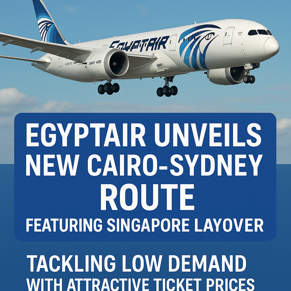 EgyptAir Unveils New Cairo-Sydney Route Featuring Singapore Layover: Tackling Low Demand with Attractive Ticket Prices