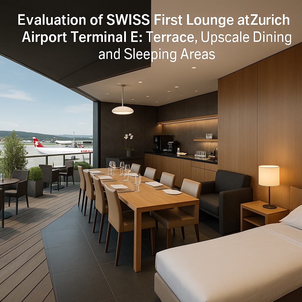 Evaluation of SWISS First Lounge at Zurich Airport Terminal E: Terrace, Upscale Dining, and Sleeping Areas