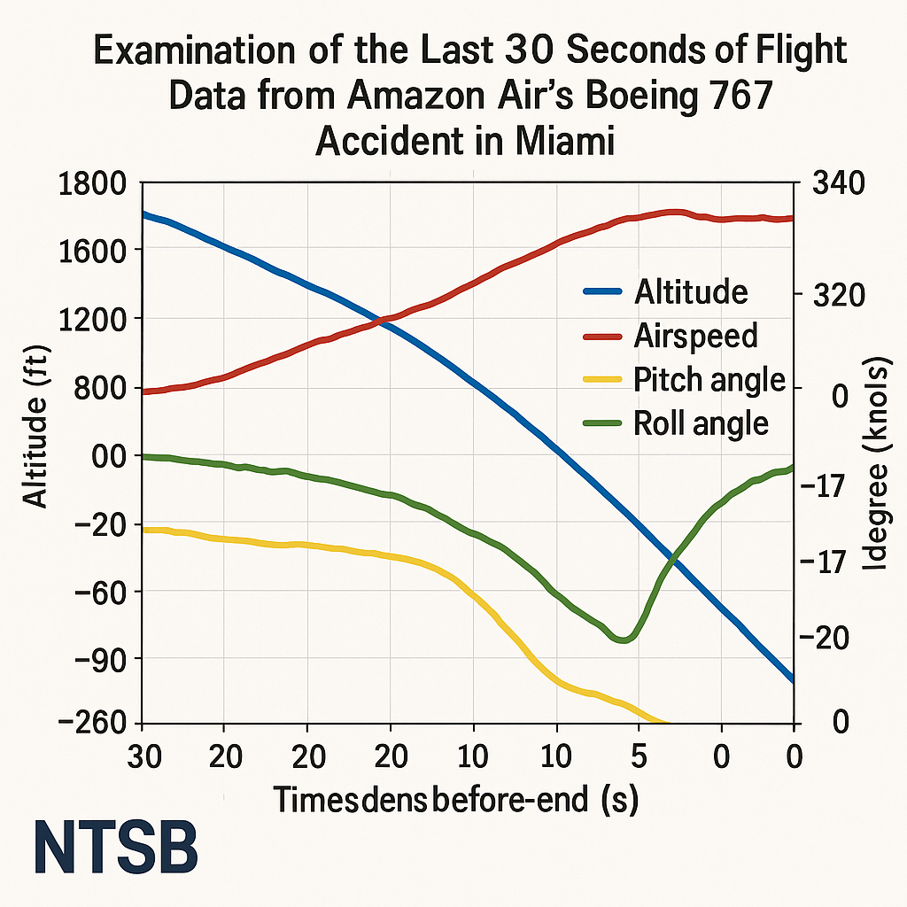 Examination of the Last 30 Seconds of Flight Data from Amazon Air’s Boeing 767 Accident in Miami