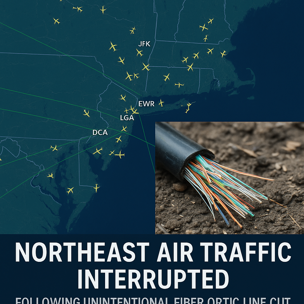 Northeast Air Traffic Interrupted Following Unintentional Fiber Optic Line Cut