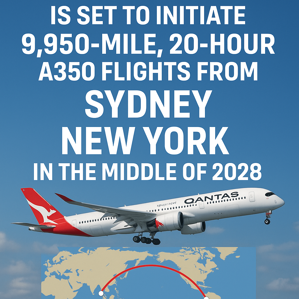 Qantas is set to initiate 9,950-mile, 20-hour A350 flights from Sydney to New York in the middle of 2028.