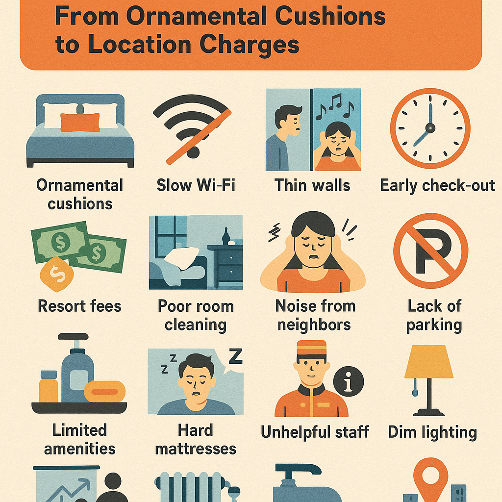 Top 16 Hotel Irritations: From Ornamental Cushions to Location Charges