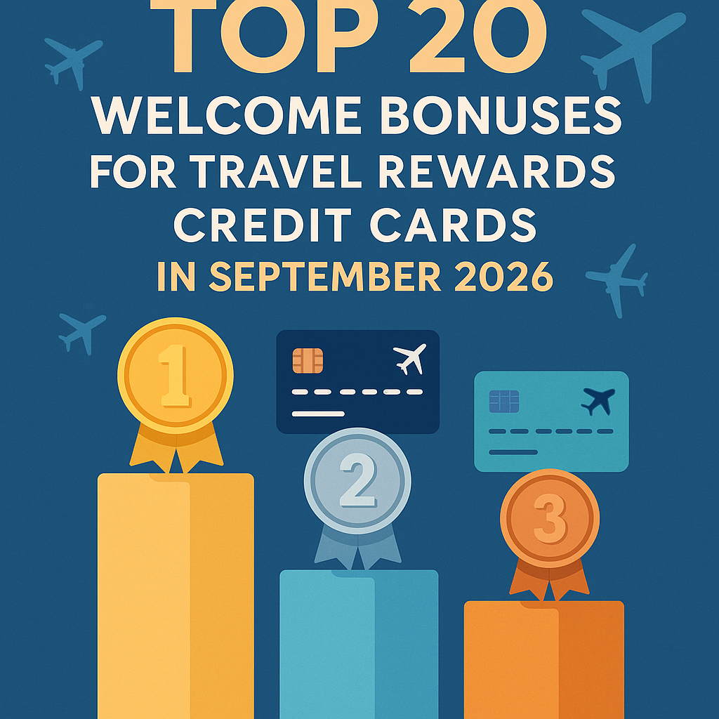 Top 20 Welcome Bonuses for Travel Rewards Credit Cards in September 2026