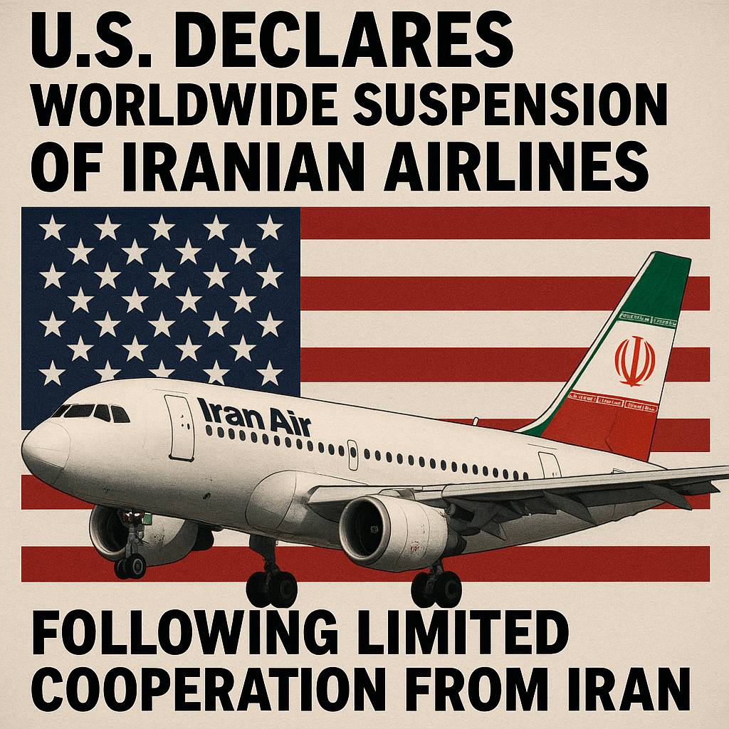 US Declares Worldwide Suspension of Iranian Airlines Following Limited Cooperation from Iran
