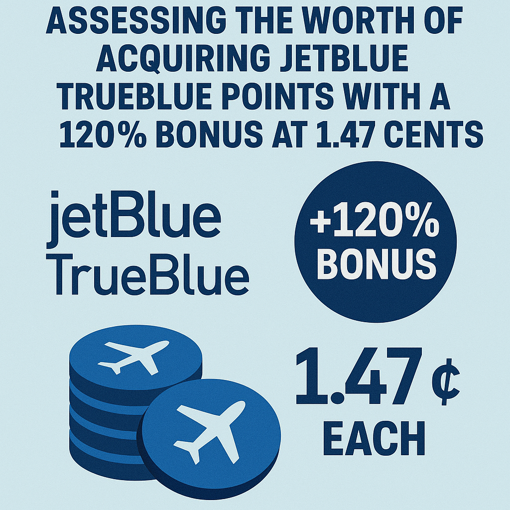Assessing the Worth of Acquiring JetBlue TrueBlue Points with a 120% Bonus at 1.47 Cents Apiece