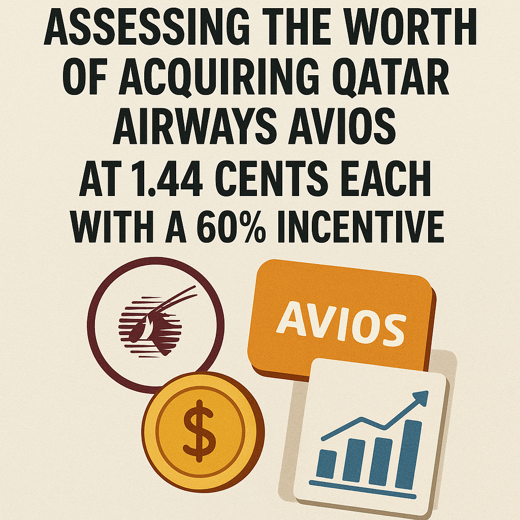 Assessing the Worth of Acquiring Qatar Airways Avios at 1.44 Cents Each with a 60% Incentive