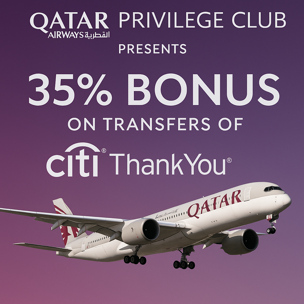 Qatar Airways Privilege Club Presents 35% Bonus on Transfers of Citi ThankYou Points