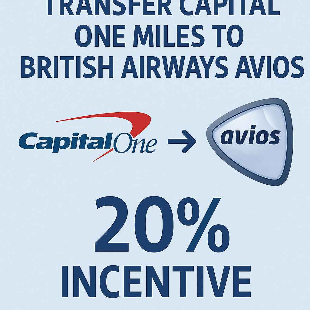 Transfer Capital One Miles to British Airways Avios with a 20% Incentive