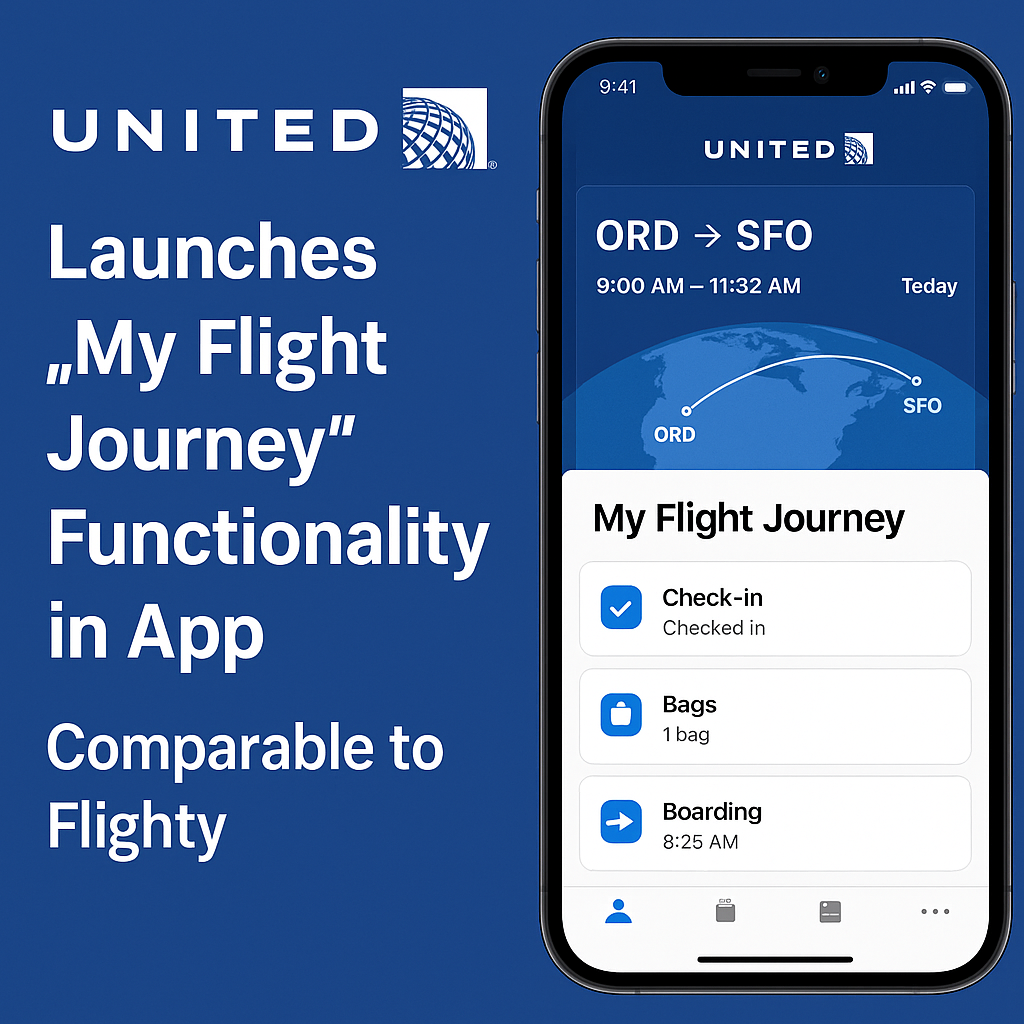 United Airlines Launches “My Flight Journey” Functionality in App, Comparable to Flighty